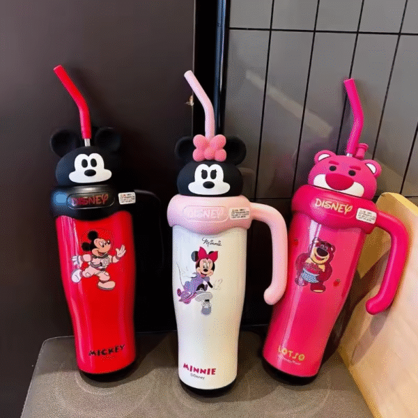 Imported 800ml Disney Cute Cartoon Lotso Mickey Minnie Large Capacity Tumbler 316 Stainless Steel Beautiful Tumbler for Kids and Girls A Lovely Birthday Gift