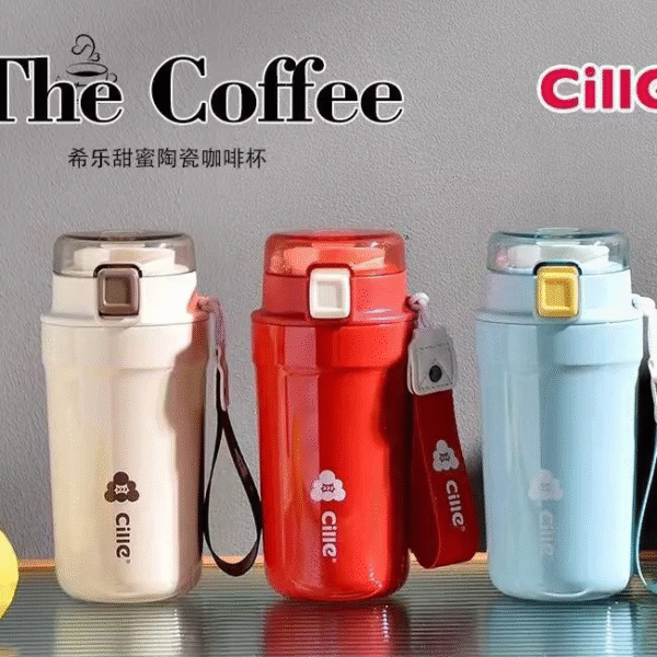 Imported Cille 420ml Ceramic Inner SUS 304 Stainless Steel Vacuum Flask Thermos Tea Coffee Cup Mug