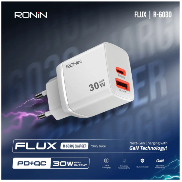 Ronin R6030 30W Flux Gan Technology Mobile Charger with One Year Warranty (Copy)