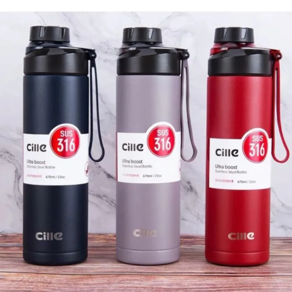Cille 520ml / 670ml SUS 316 Stainless Steel Insulated Water Bottle