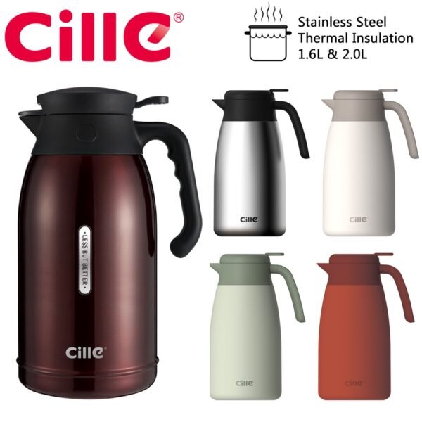 Imported Cille 1500ml / 1600ml / 2000ml Stainless Steel Vacuum Insulated Double Wall Thermos Teapot with Handle