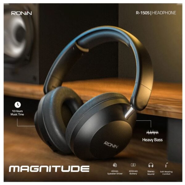 Ronin R1520 Magnus Bluetooth Headphones | Dedicated Active Noice Cancellation | Mood Tuned Sound with One Year Warranty