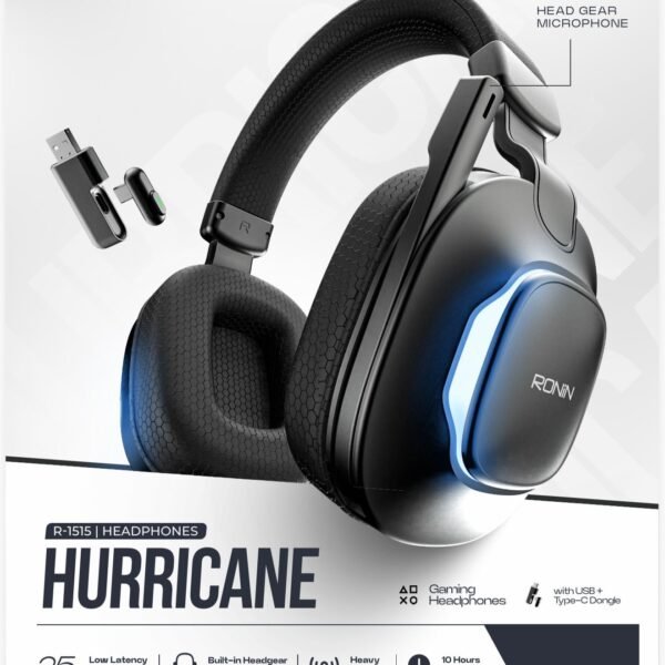 Ronin R1515 Hurricane Headphones 25ms Ultra Low Latency Gaming Headphone | Play Station | Laptop | Mobile
