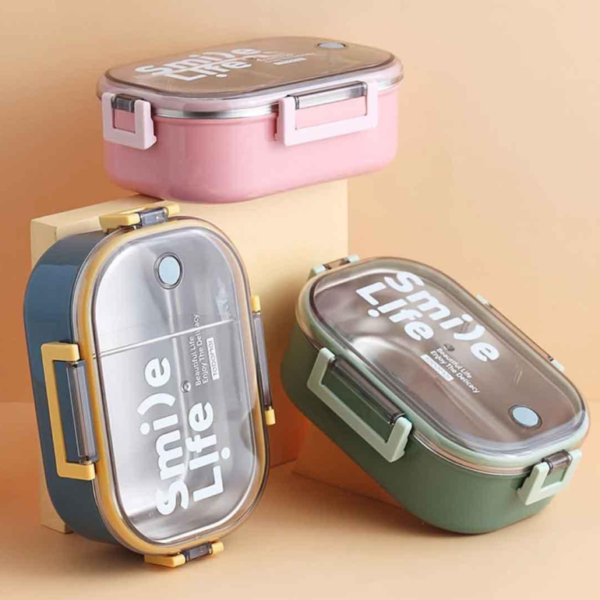 Imported 710ml Tedemei Stainless Steel Lunch Box for School Kids 2 Compartments Tiffin