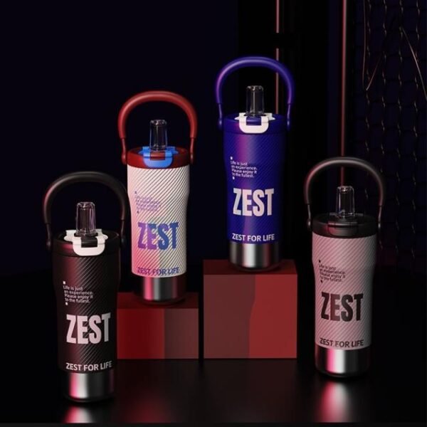 Imported 800ml Large Capacity Stainless Steel Vehicle Mounted Portable Insulated Tumbler with Steel Straw for Kids and Girls