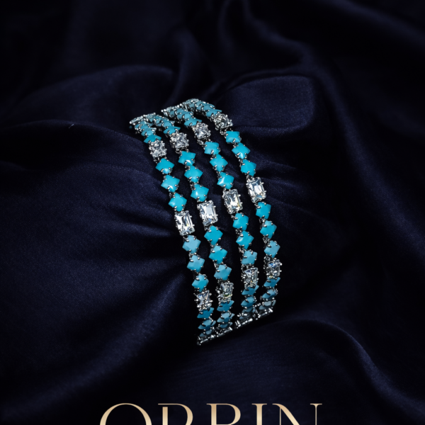 Imported Cubic Zircon Bangles Set - A Curated Collection of Four Timeless Pieces