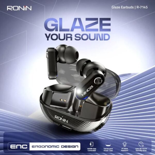 Ronin R7145 ENC | Dual Device Connectivity Glaze Earbuds with One Year Warranty