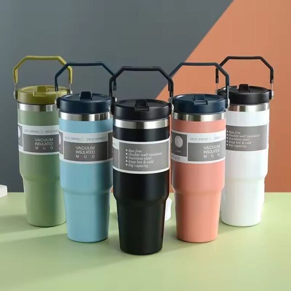 890ML Stainless Steel Portable Tumbler with Handle Stainless Steel Tumbler for Girls and Kids