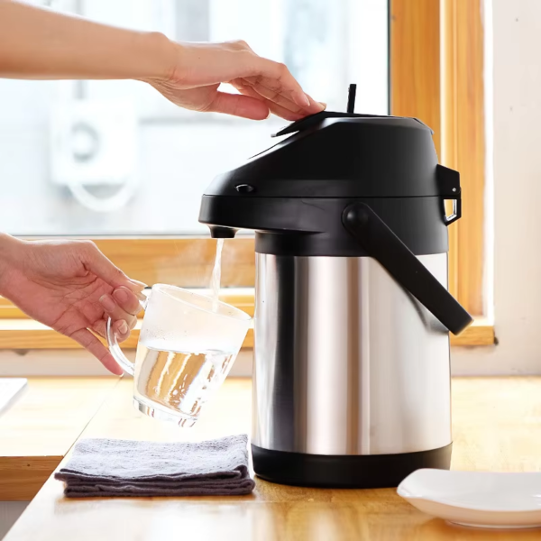 Imported 3L Stainless Steel Airpot Tea Coffee Dispenser with Pump Thermal for Keeping Hot for Long Time