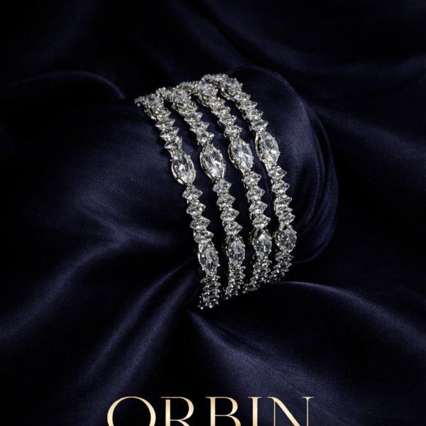 Imported Diamond Design Zircon Bangles Set - A Curated Collection of Four Timeless Pieces