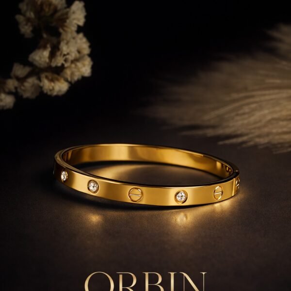 Luna Gold & Graphite Bangle_A Timeless Bracelet Defined by Refined Detailing and Hint of Brilliance