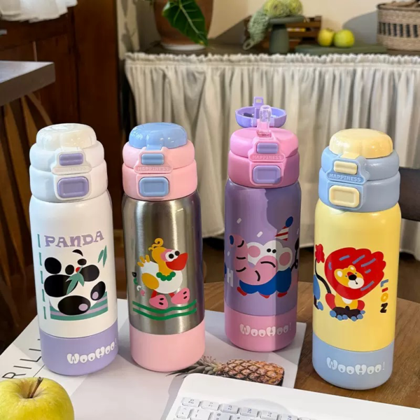 500ml Premium Quality SUS 316 Stainless Steel Double Wall Vacuum Flask Water Bottle with Straw for School Kids